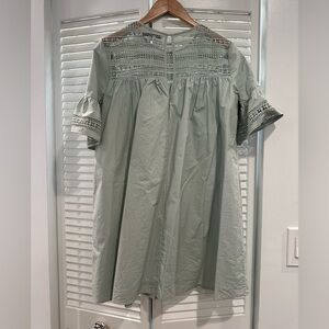 Mint babydoll lace trim dress